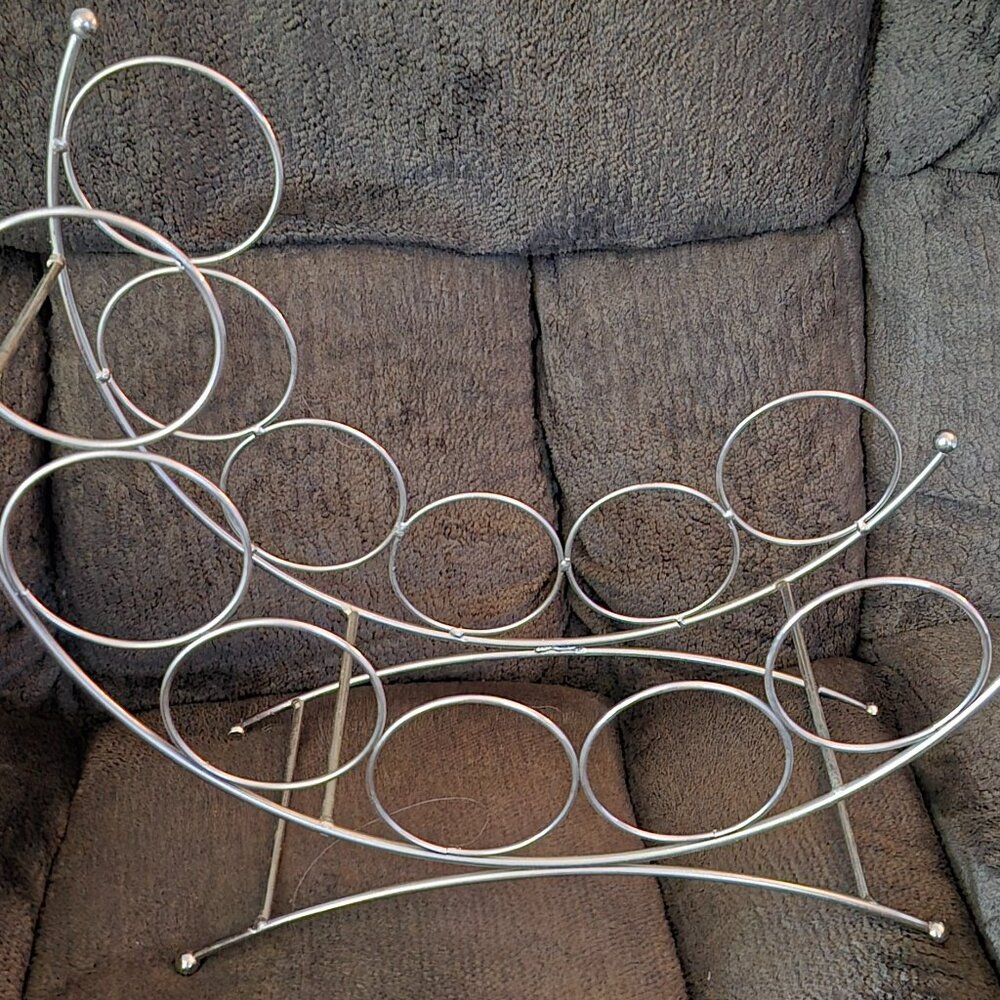 Gorham Cresent Shaped 6 Wine Bottle Holder Rack Stand Bar Accessory